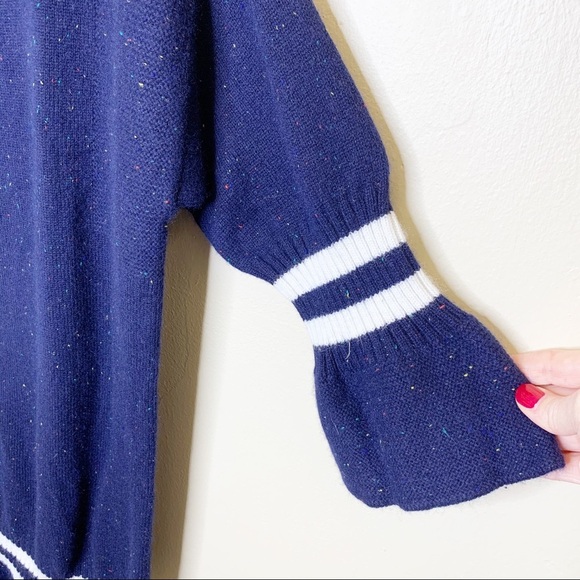 Queen Mulock Navy Striped Confetti Sweater Dress - Picture 3 of 8